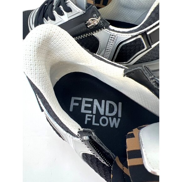 Fendi Flow Low-Top Sneakers Men Nero Silver Black Running Shoes Size UK 8 main image 5